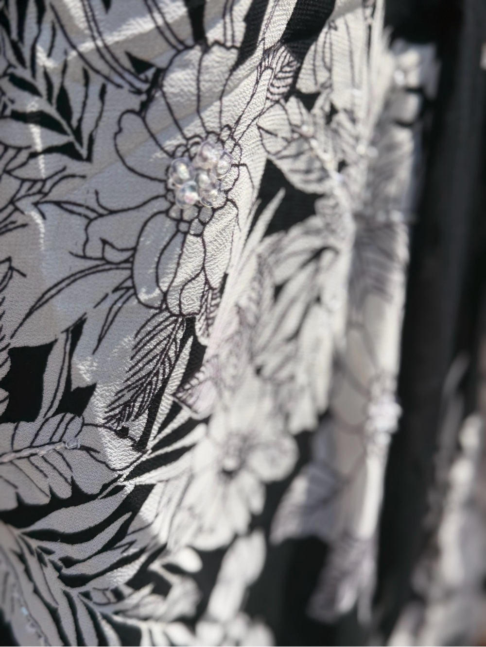 Black Floral Border Midi Skirt - Black - Picture 3 of 4